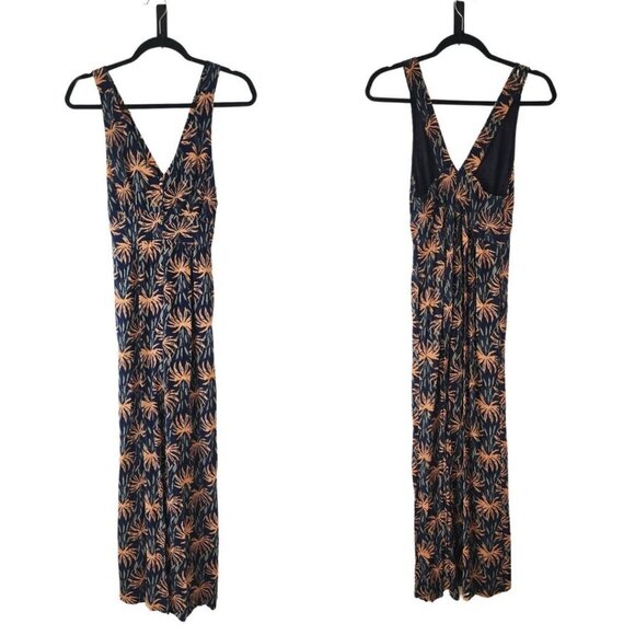 Madewell V-Neck Wide-Leg Jumpsuit Oasis Palms Print Summer Onepiece Size 00 - Picture 2 of 10